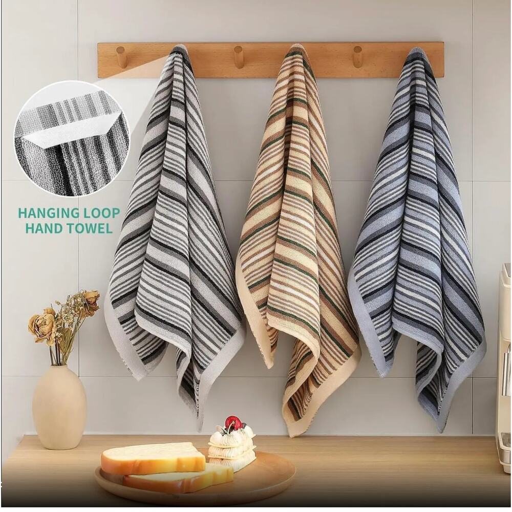 6 Pack Cotton Kitchen Towels Set Large Absorbent Striped Dish Drying Cloths